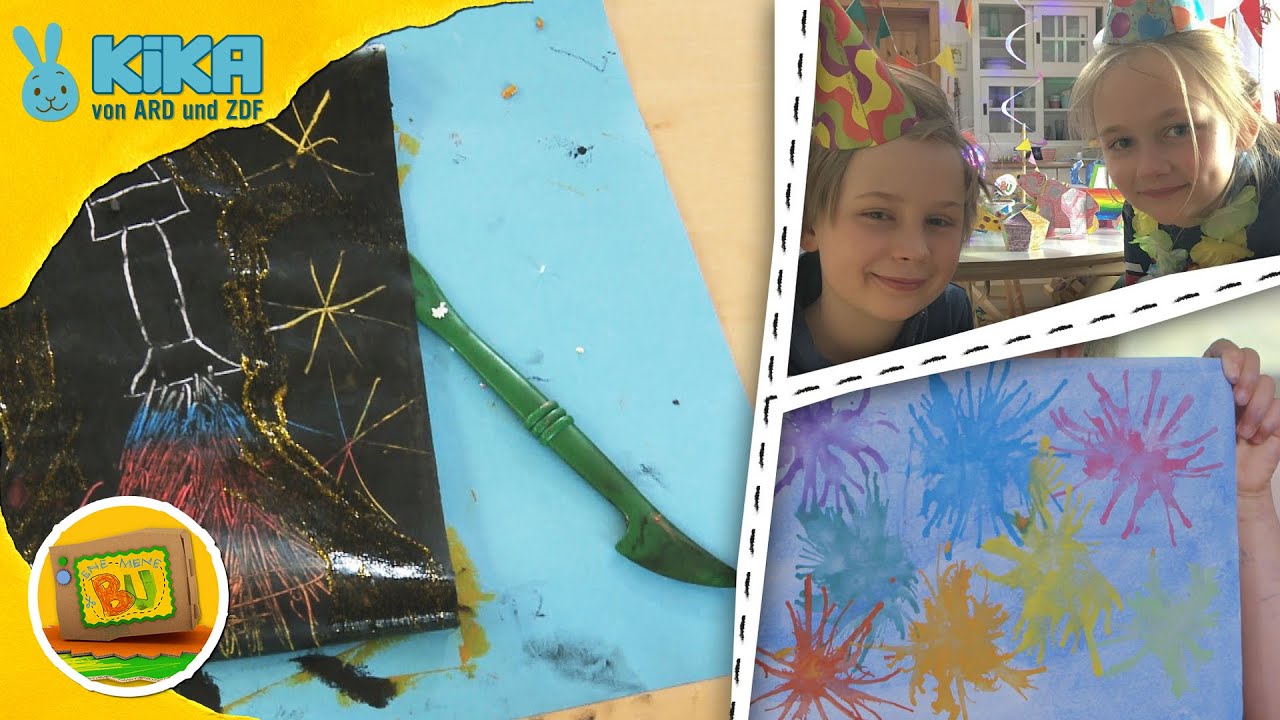 Wir malen Raketen, ein Feuerwerk und wir basteln Party-Stecktiere | ENE MENE BU