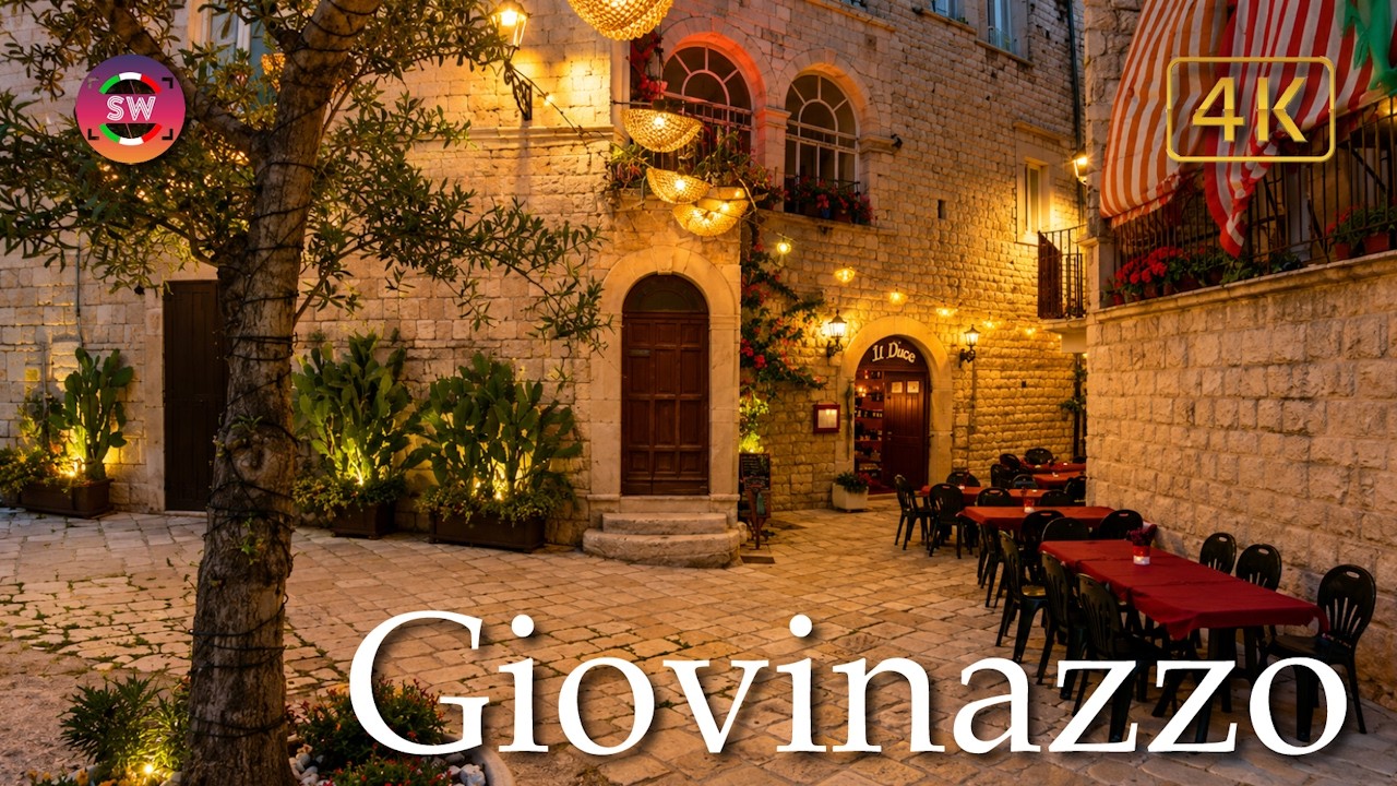 Giovinazzo at dusk (Puglia), Italy【Walking Tour】4K