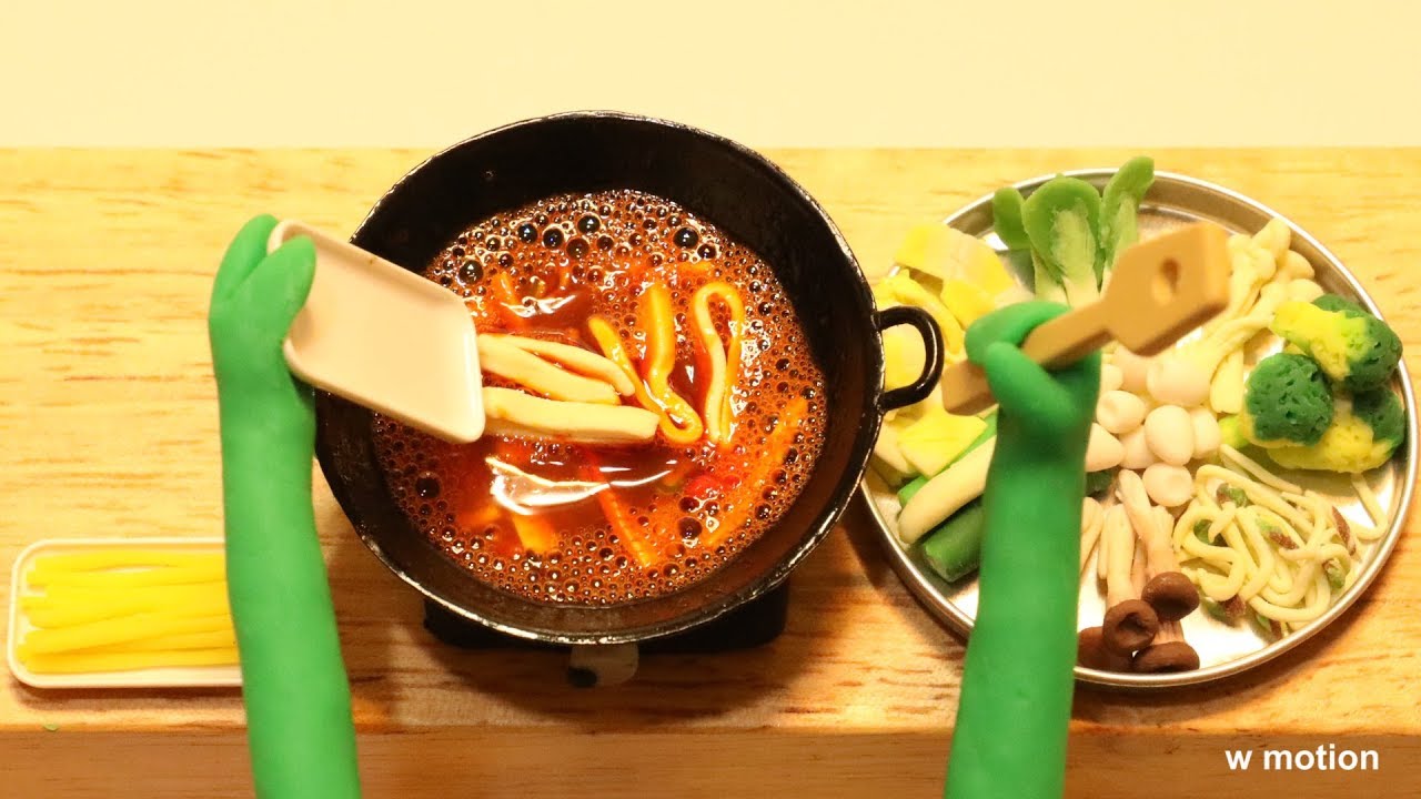마라탕 ASMR/스톱모션 애니메이션/Stop motion/애니먹방/clay animation/클레이/만들기/MALATANG mukbang/요리/cooking/w motion