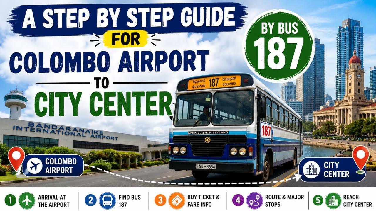 Colombo Airport to City by 187 AC Bus