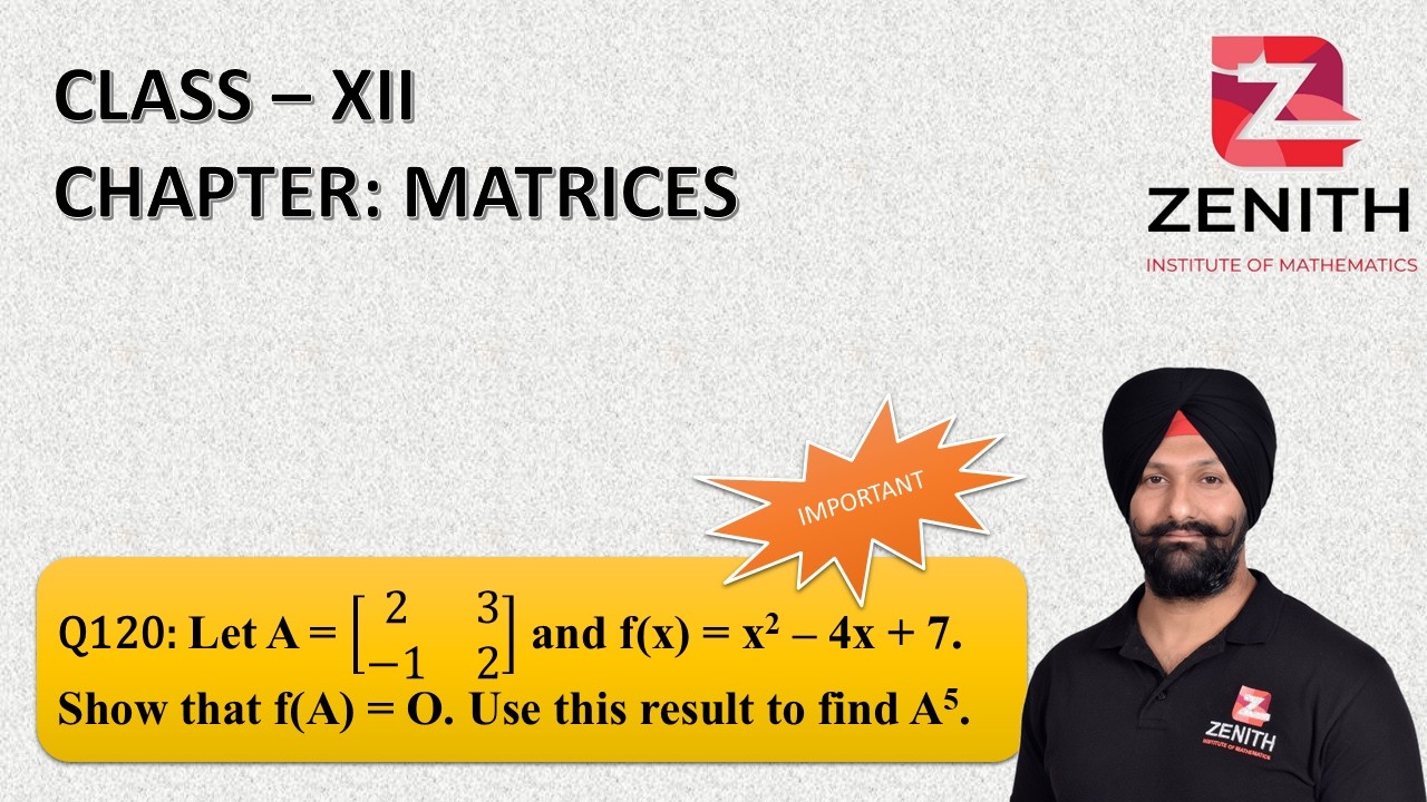 Let A = [■8(2&3@−1&2)] and f(x) = x2 – 4x + 7. Show that f(A) = O. Use this result to find A5...Q120