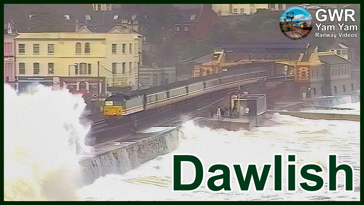 Storm Waves and Trains at Dawlish  in the 1990s - 4K Remaster