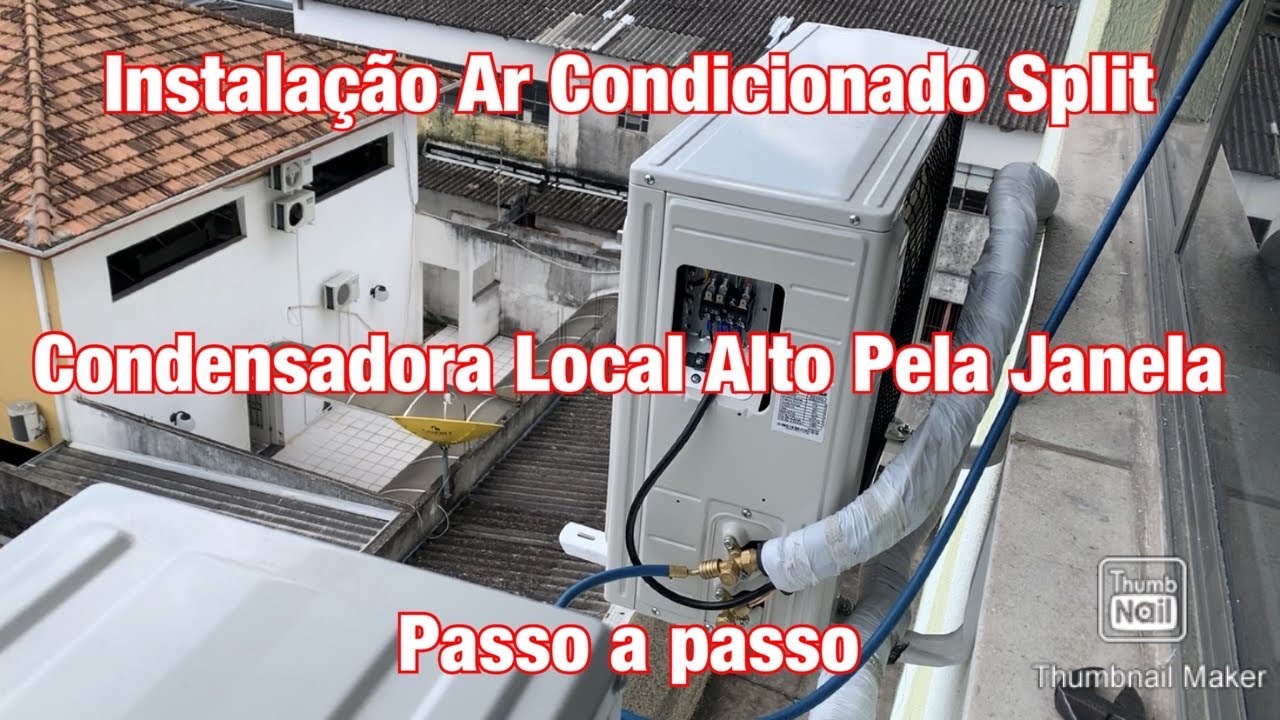 Instalação ar condicionado Split condensadora local alto pela janela passo a passo