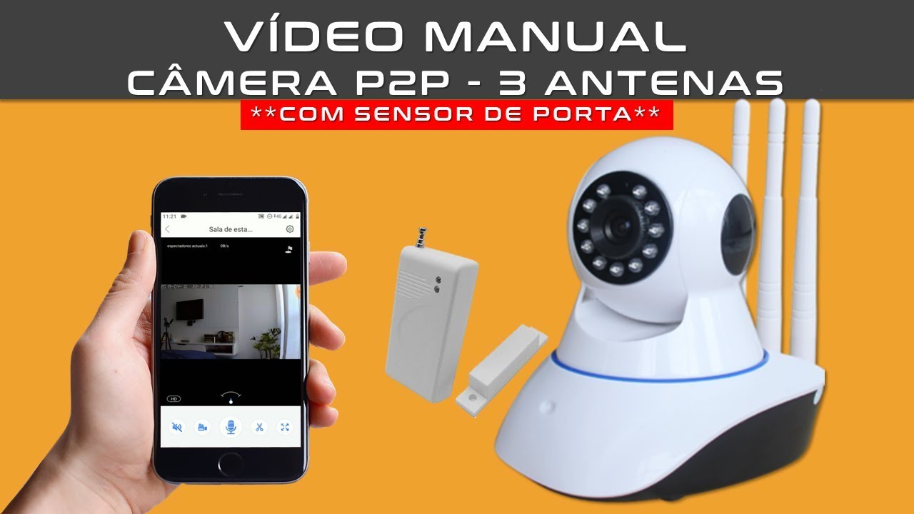 COMO INSTALAR E CONFIGURAR CÂMERA P2P WIFI IP 3 ANTENAS YOOSEE YYP2P BOLINHA ROBO