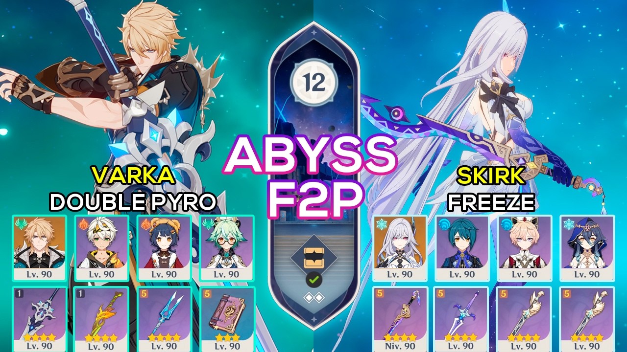 [F2P] C0 Varka Double Pyro & C0 Skirk Freeze | Spiral Abyss 12 | 6.4 Genshin Impact