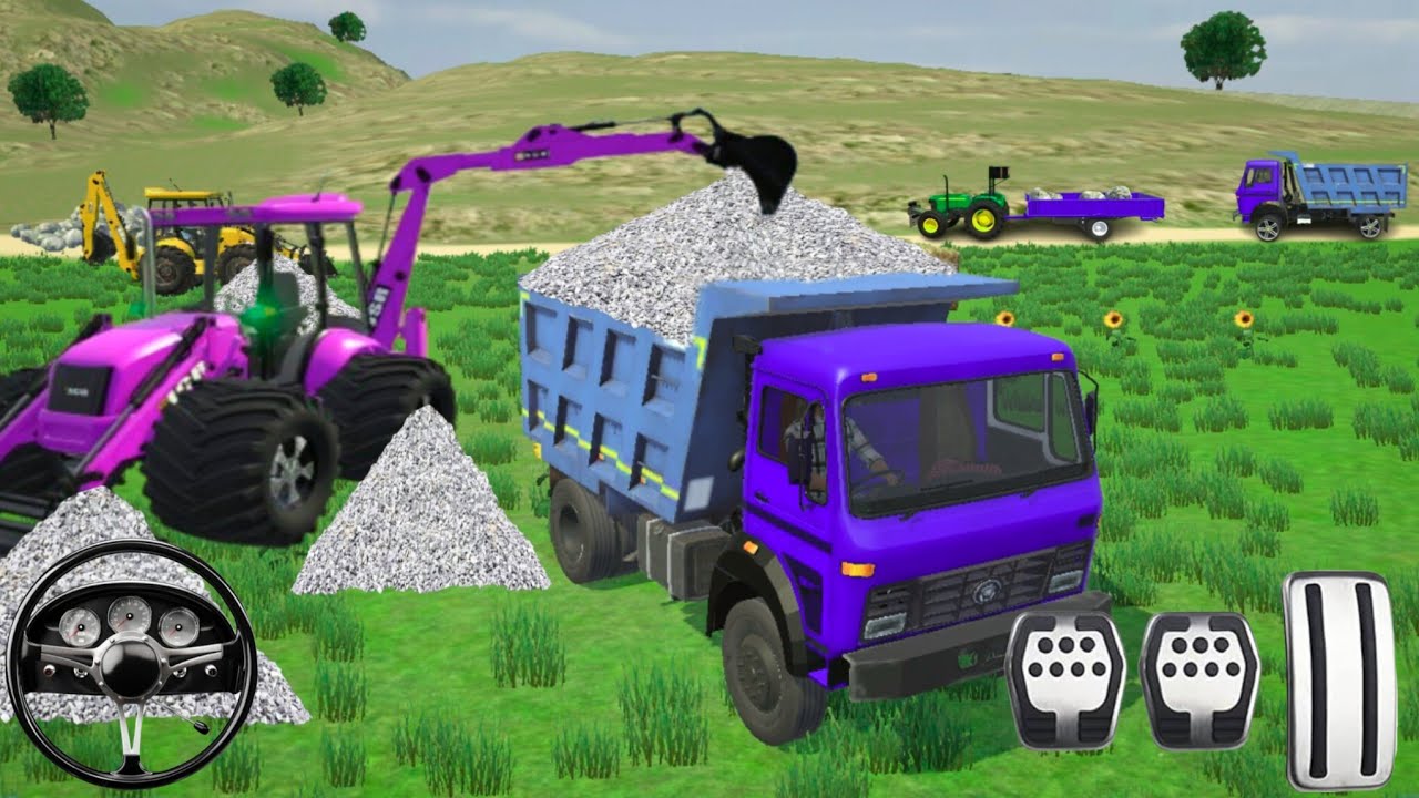 Drive JCB and loaded stone 🪨 in damper unloading From Damper Fast drive prat-324/#gamingvideos