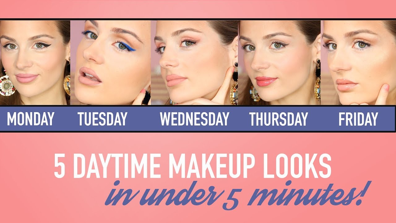 5 back to school MAKEUP LOOKS in under 5 MINUTES - Everyday Makeup Ideas - quick & easy!  | PEACHY