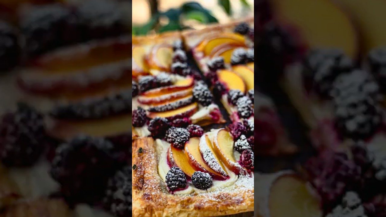 Peach and Blackberry Puff Pastry Tart with Cream Cheese Filling