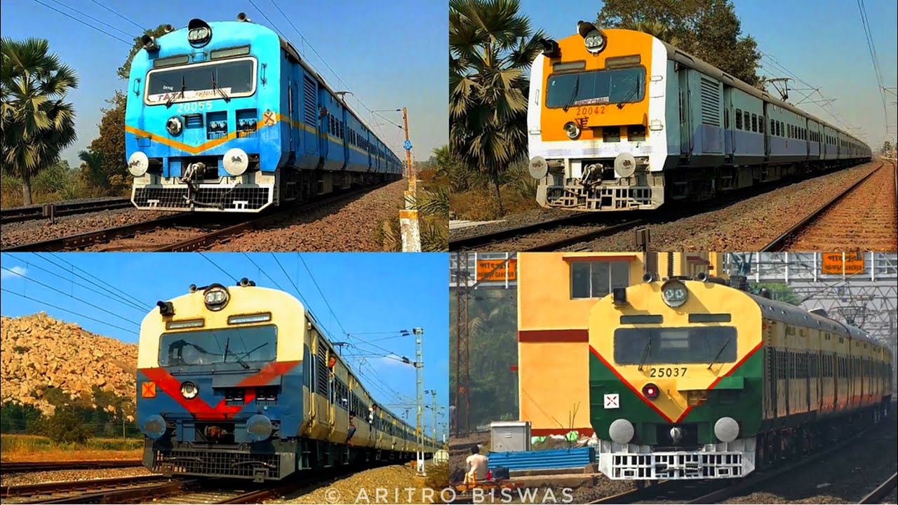 [4 in 1] 🔥Different colored beautiful MEMU trains operated by Indian Railways