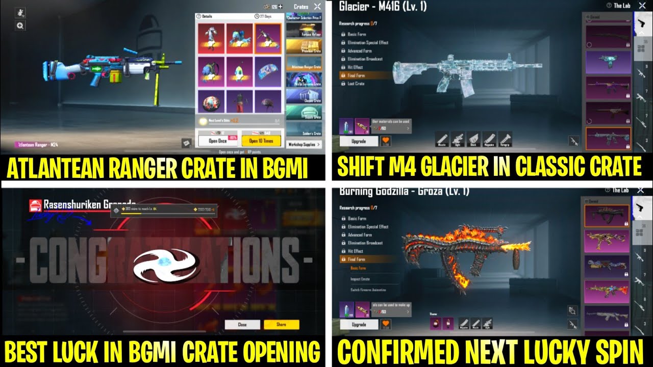 M416 Glacier Shift Next Classic Crate 😍 | Groza Coming Next Lucky Spin | Atlantean Ranger Crate Bgmi