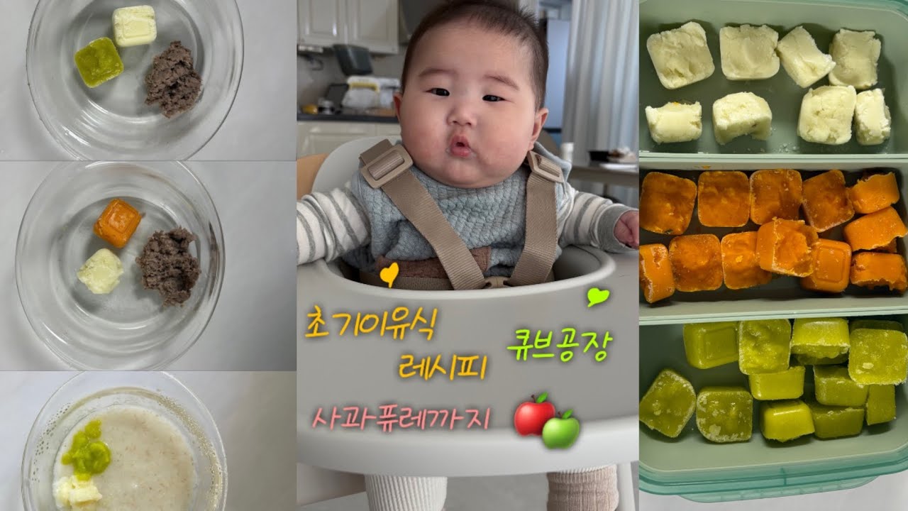 [이유식레시피]초기이유식,큐브공장,토핑이유식,사과퓨레🥩🥦🥬🌾🥔🍎