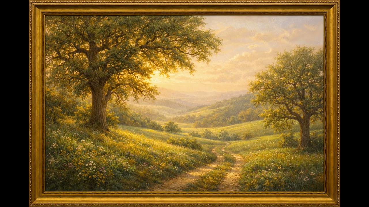 Spring Countryside Path | 4K Framed Art Screensaver | 2 Hours Silent Painting Display for Your TV