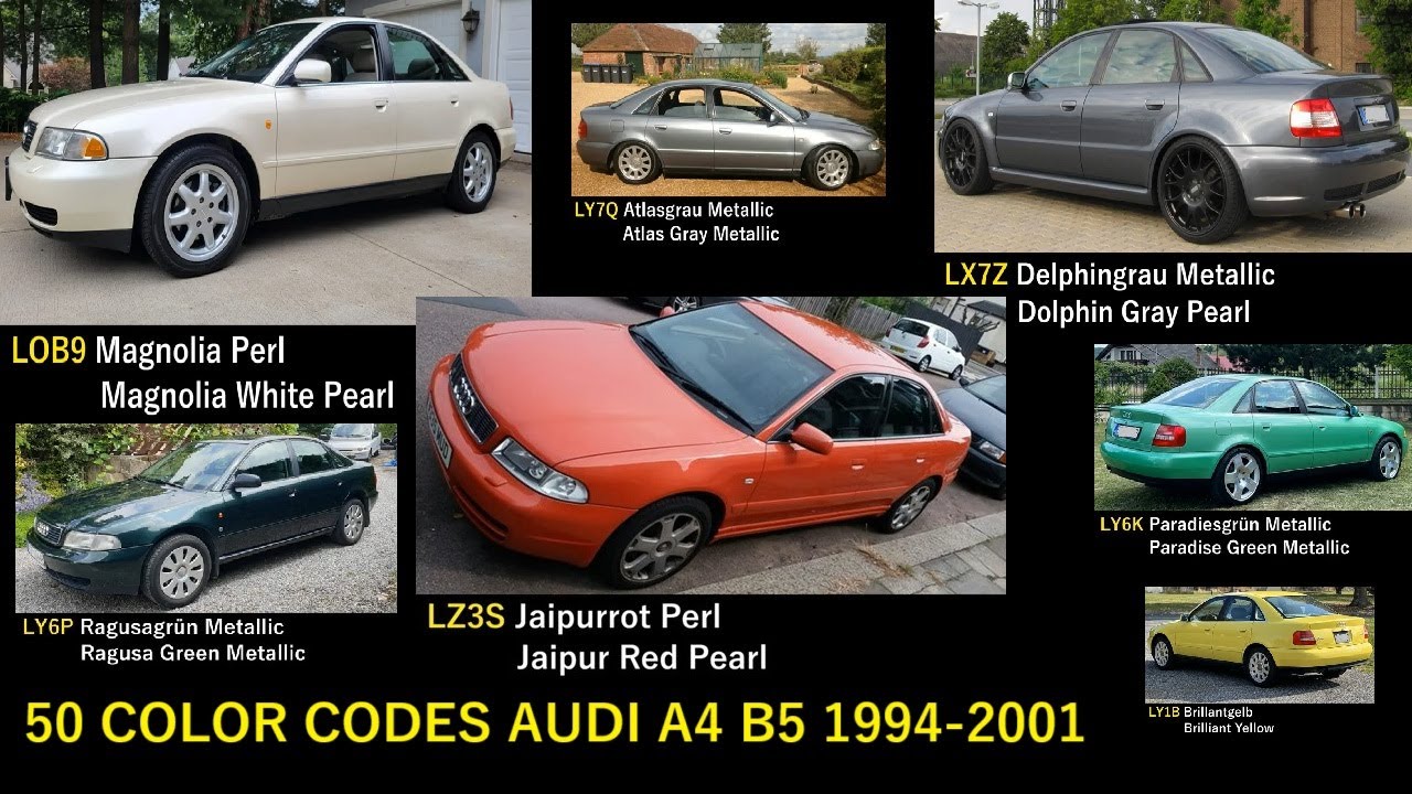 57. FACTORY COLORS AUDI A4 B5 1994 - 2001
