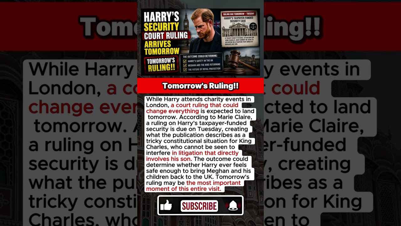 Harry's Security Court Ruling Arrives Tomorrow #royalfamily #news #shorts #royalnews #princeharry