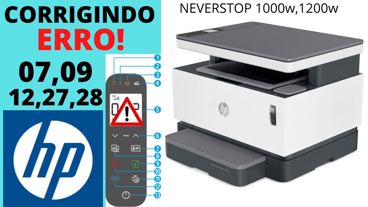 📢Impressora hp neverstop laser 1200w erro codigo 07,09,12,27,28 (RESOLVIDO)