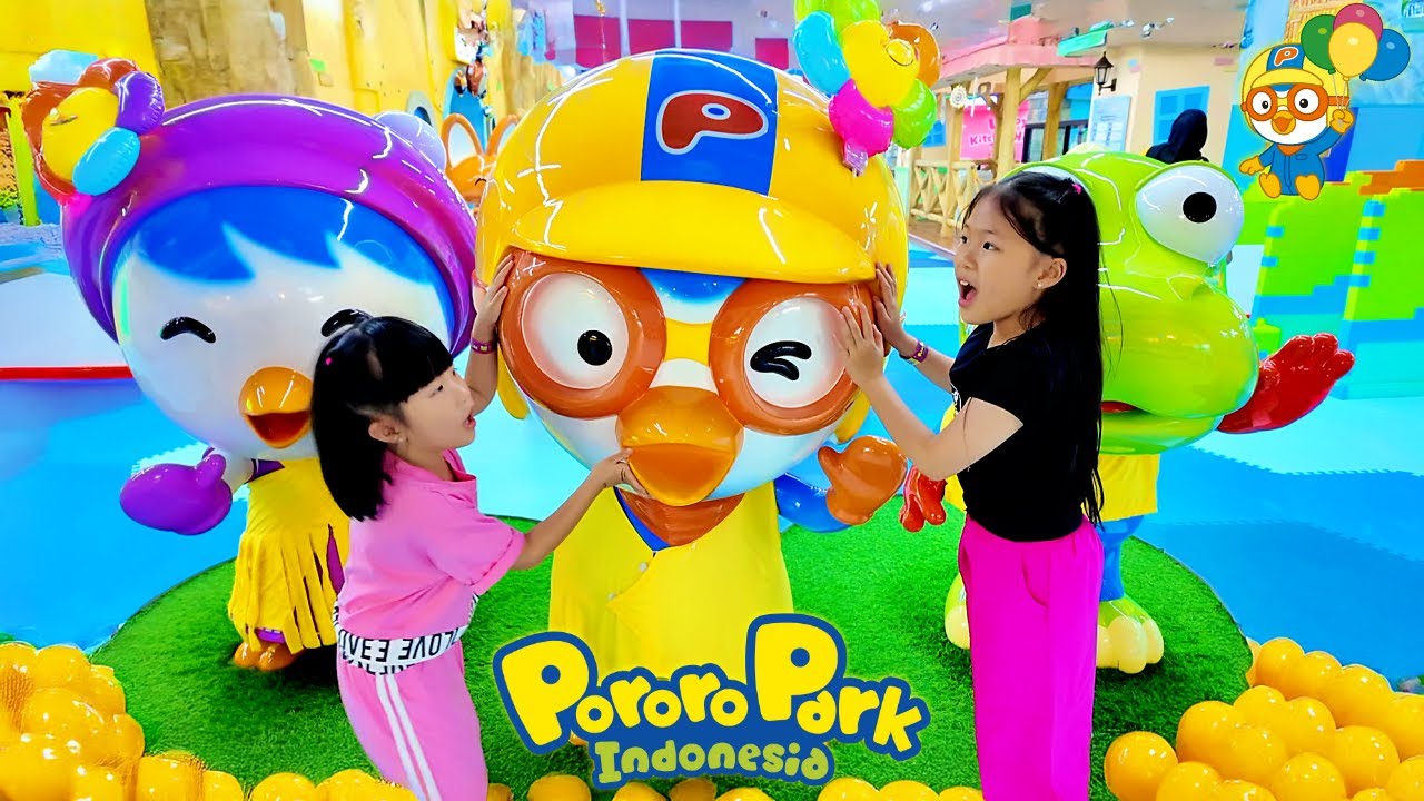 Main ke Pororo Park, Mandi Bola, Perosotan, Main Mainan Pancing Ikan Playground Anak