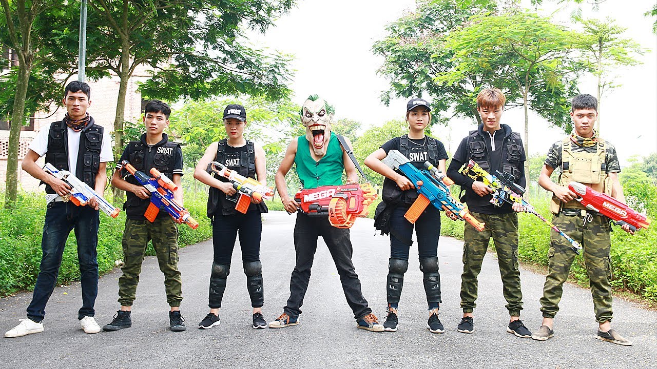 Action Seven S.W.A.T Nerf guns Joker Girl Police Shoot Nerf war