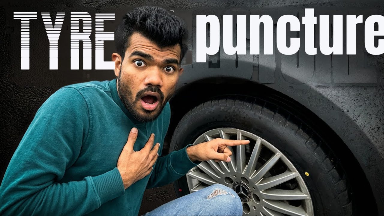 Aaj meri gaadi ka tyre puncture ho gaya // Today my car tyre puncture 😲😲