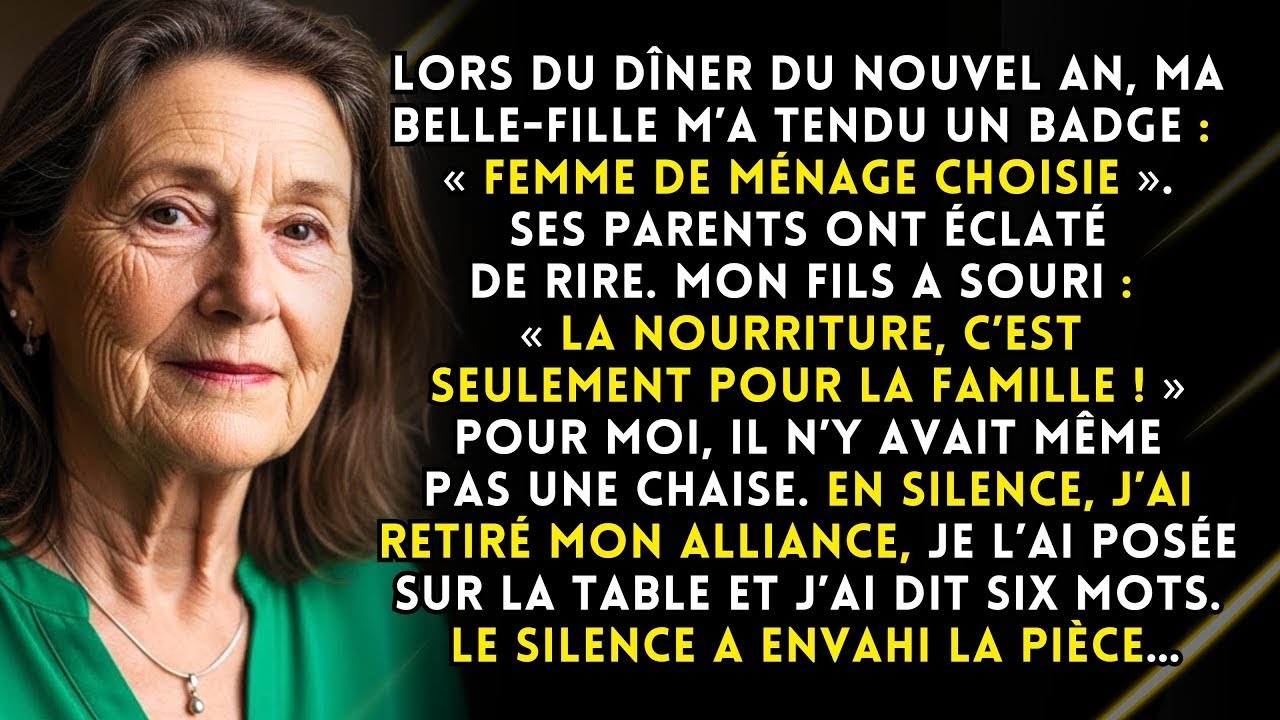 Mon fils regardait en silence quand, à table au Nouvel An, on m’a retiré ma place. me suis levée et…