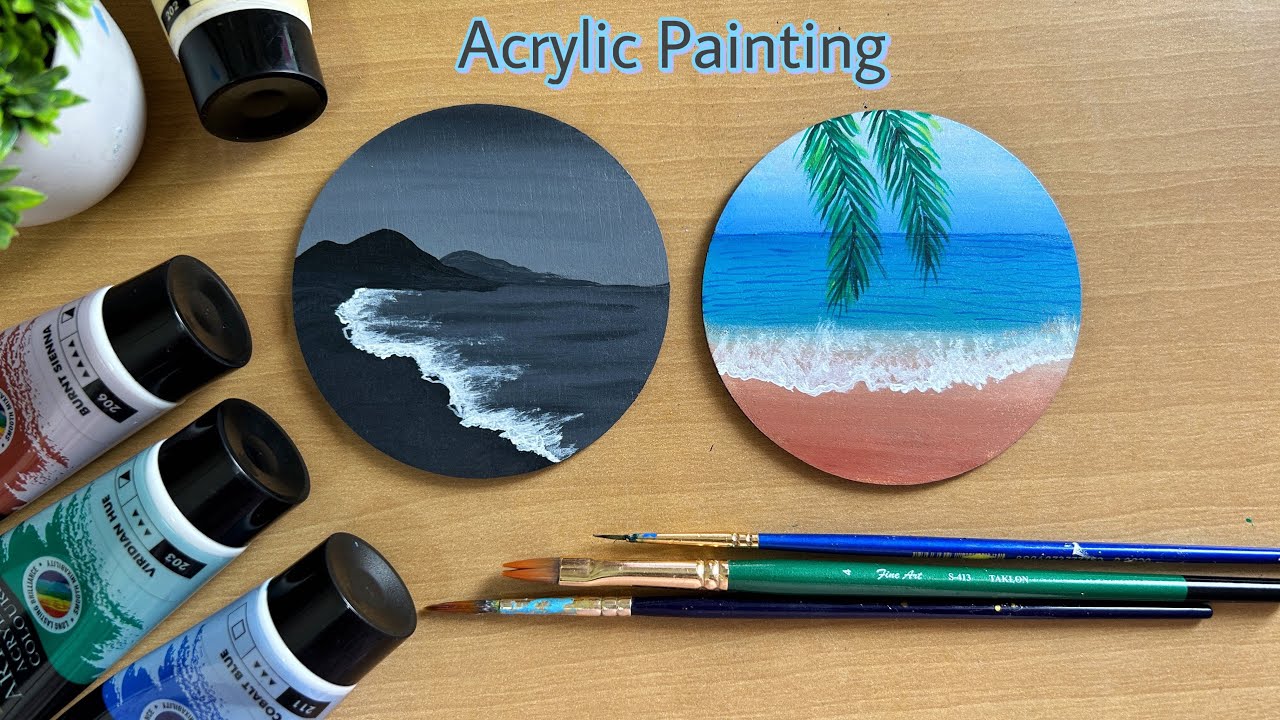 Acrylic Painting on Round MDF Board | Acrylic painting tutorial for beginners | Painting Ideas