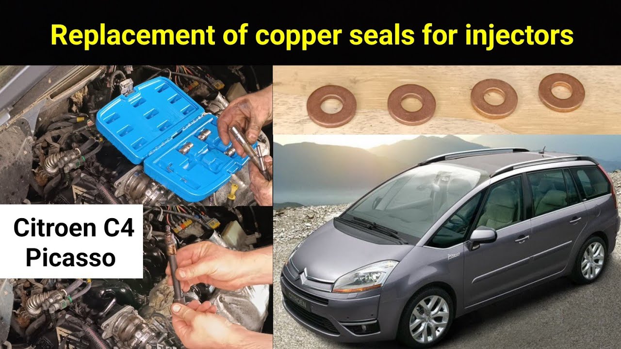 Replacement of copper seals for injectors Citroen C4 Picasso 1.6 hdi 2007.