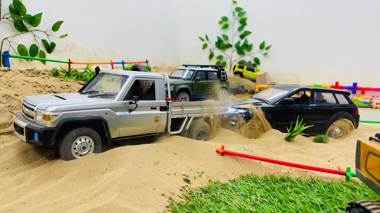 Range Rover Sport Toyota Land Cruiser Delivery Truck obstacle climb field