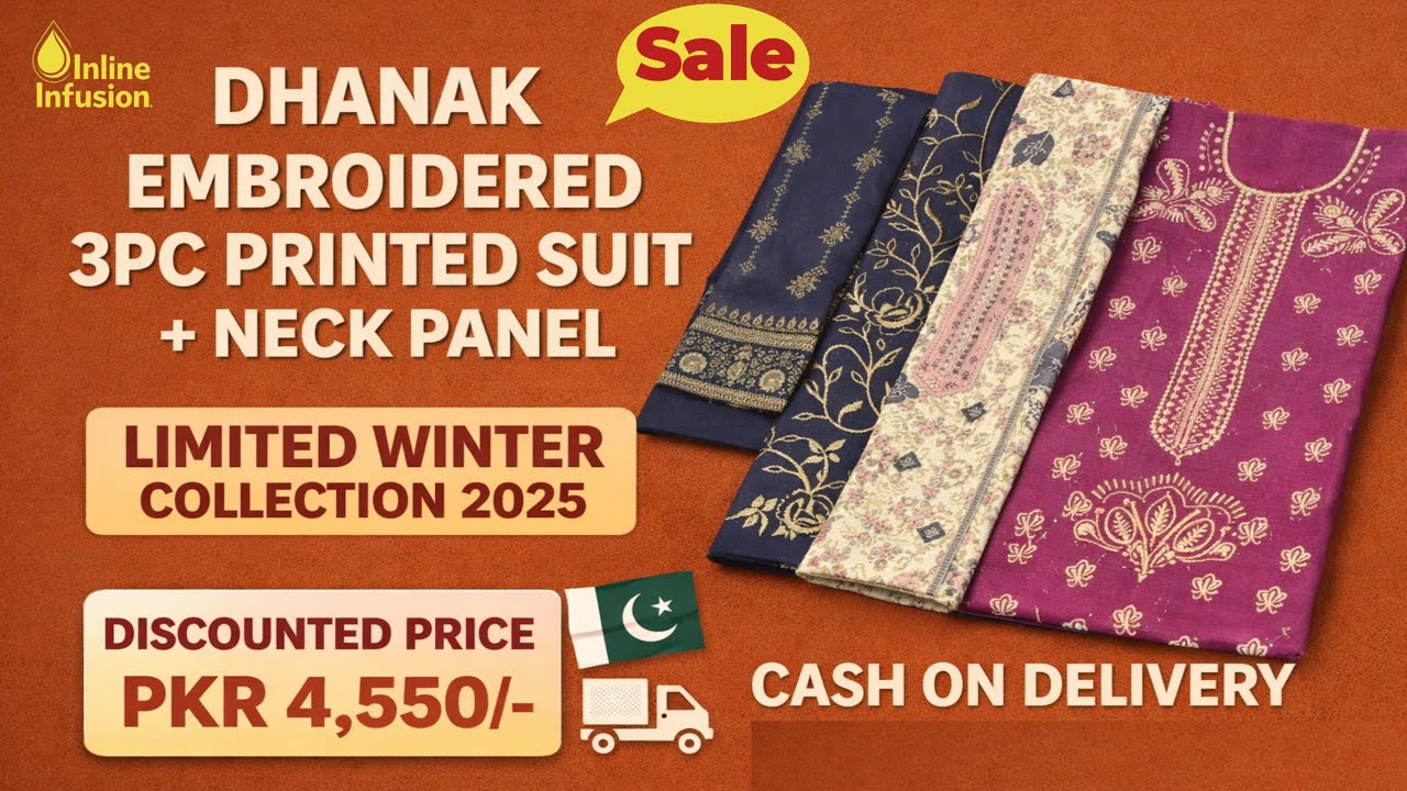 Premium Dhanak 3PC Embroidered Suit | New Year Sale Is Alive | Price Under 5000 PKR @InlineInfusion