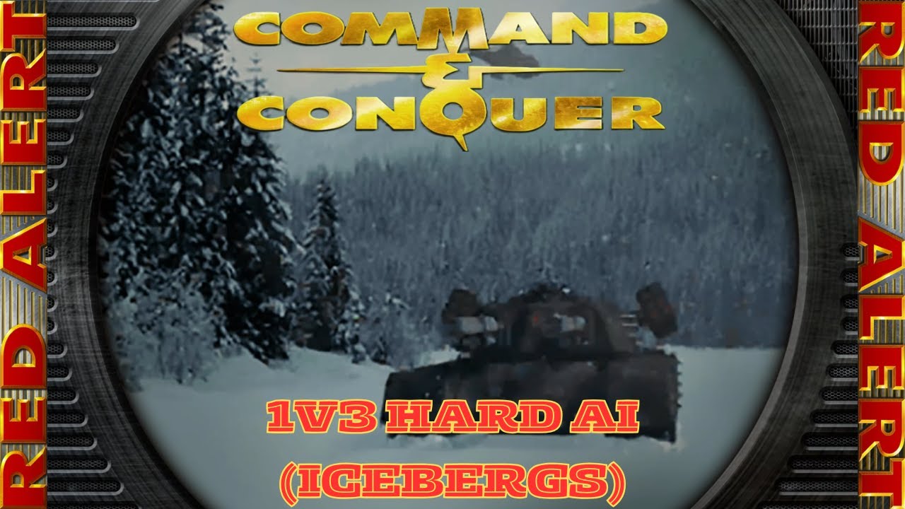 Command And Conquer Red Alert Skirmish 1v3 Hard (Карта: Icebergs) RTS Allied Gameplay PC