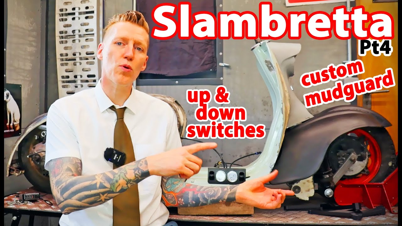 Slambretta Pt4 - Full custom front mudguard, & Air ride up & down controls!