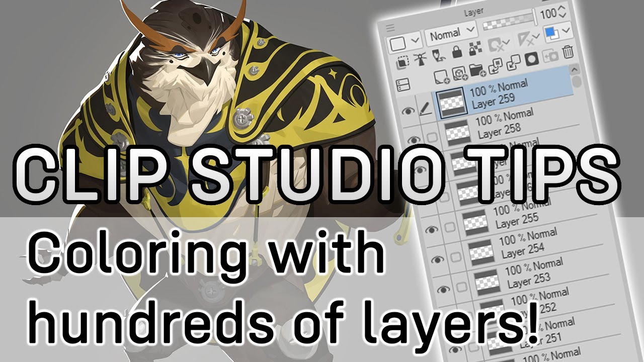 Clip Studio tips - Coloring with 100s of layers !