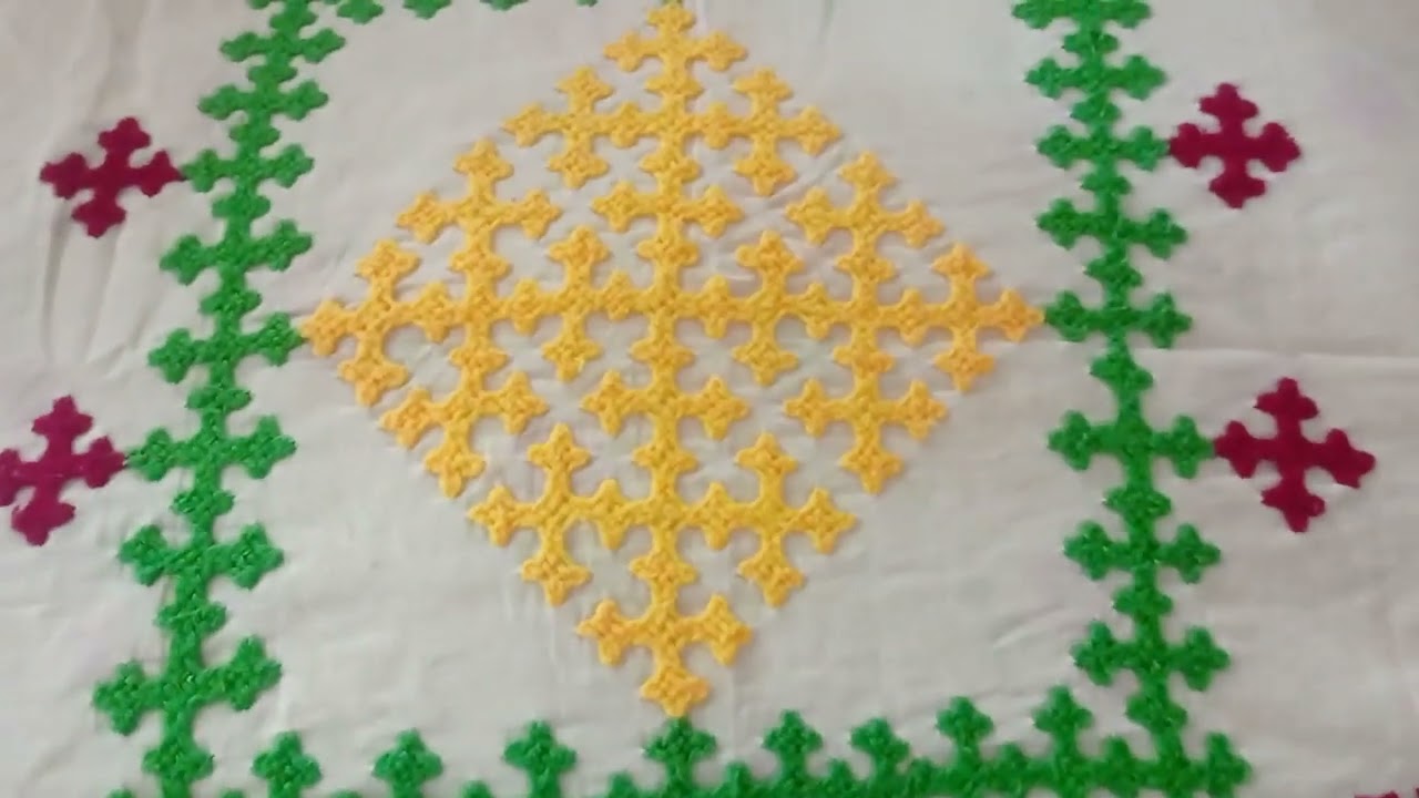 Gujarati Silai Works in Pillow Cover 🥰🥰#youtubevideo #beautful #like #love 