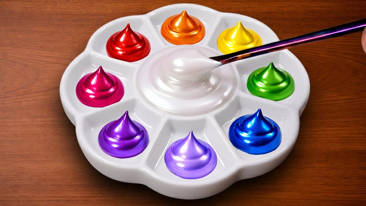 Metallic White VS Rainbow Colors | Oddly Satisfying Color Mixing You Can Try Today!