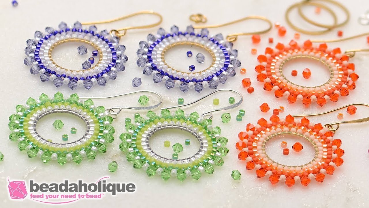 Как сделать набор сережек-гвоздиков Brick Stitch Burst от Beadaholique