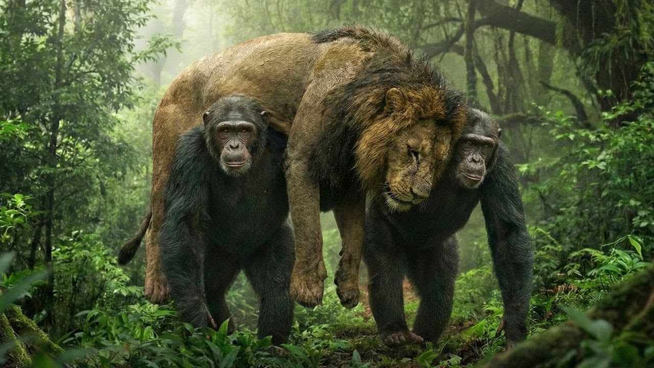 The Day the Chimpanzees Decided to Hunt the Lion That Terrorized the Forest