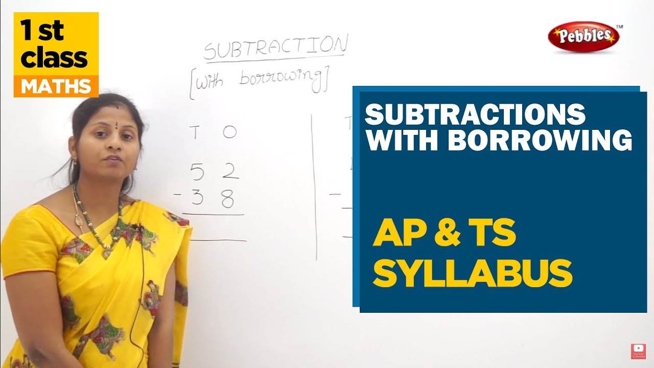 Class 1 Mathematics | Subtractions with Borrowing | Easy maths in Telugu Explanation