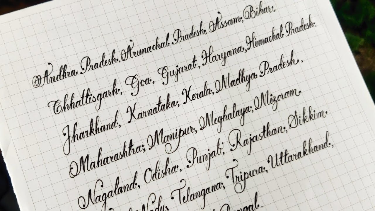 Beautiful and neat cursive handwriting | Neat and clean calligraphy handwriting | State Names