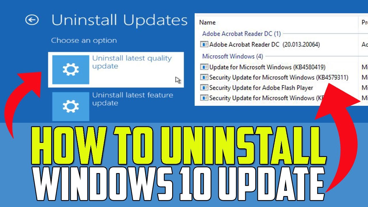 Как удалить обновление Windows 10