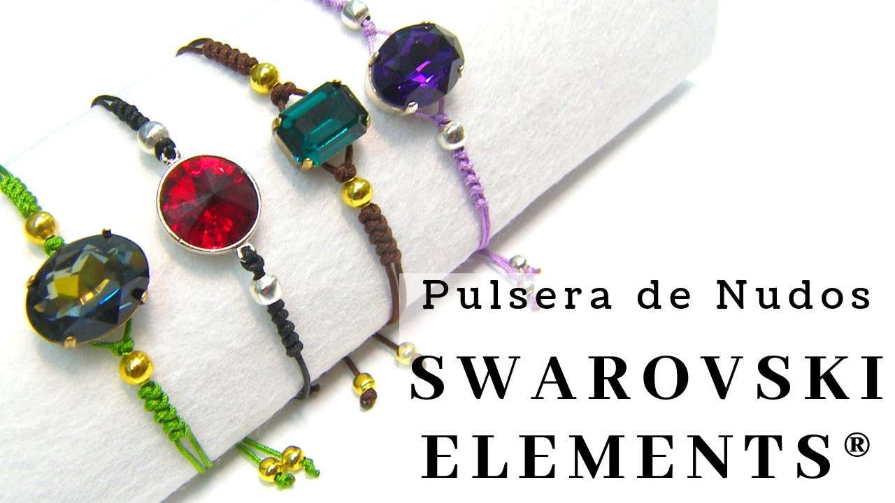 Pulsera de nudos de macrame (Cuadrado y serpiente) con Swarovski Elements