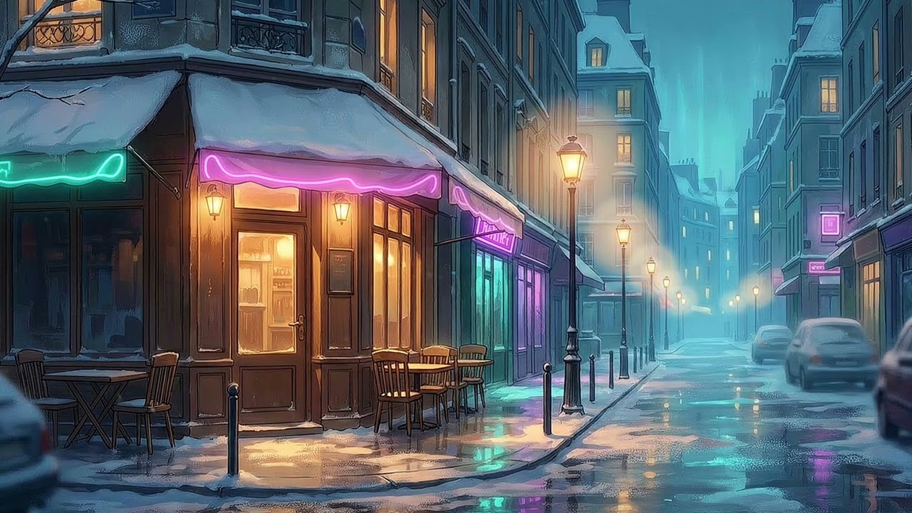 Empty Anime City at Night 🌌 – winter neon ambience