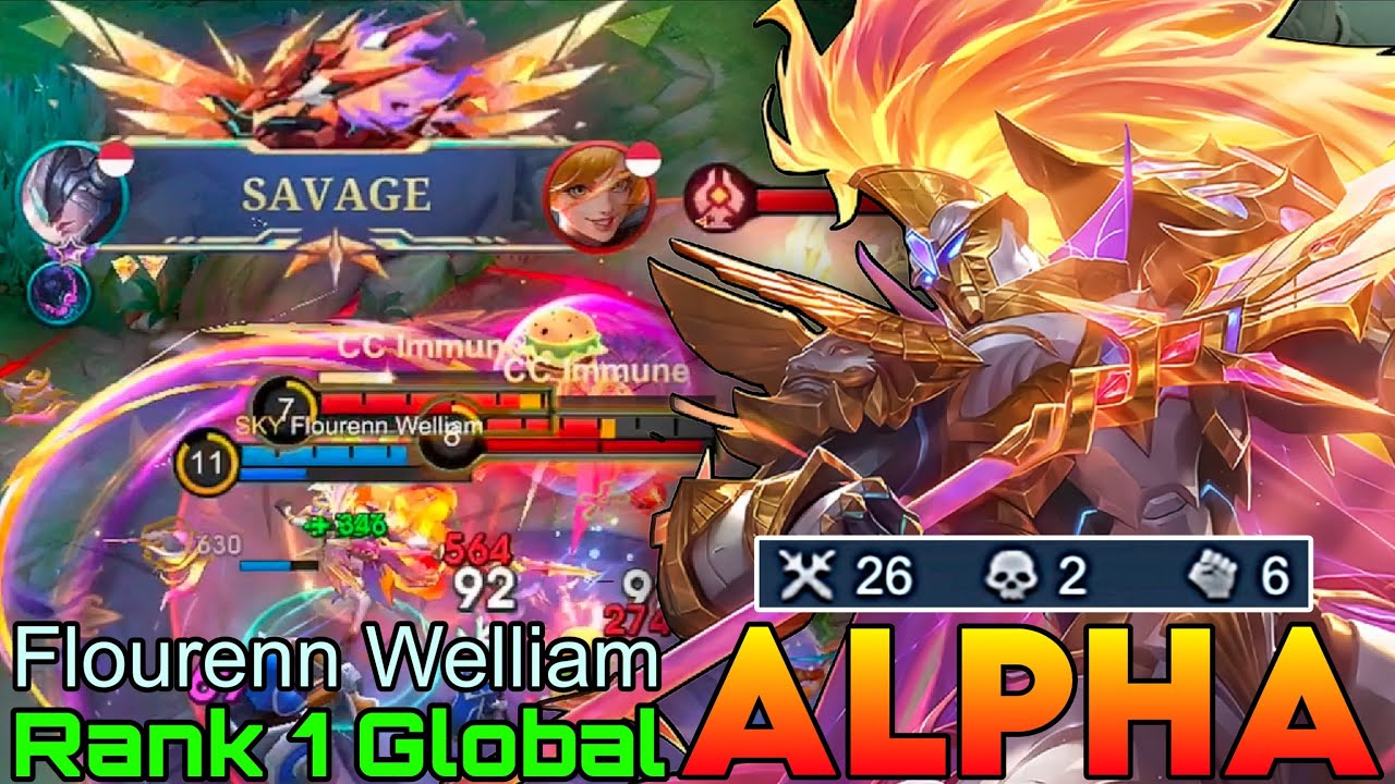 SAVAGE Alpha 26 Kills Aggressive Monster - Top 1 Global Alpha by Flourenn Welliam - Mobile Legends