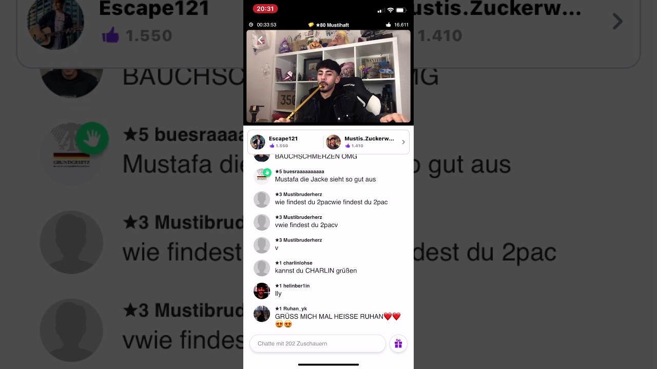 Mustihaft Live YouNow/Tiktok 25.12.2020. Part 1