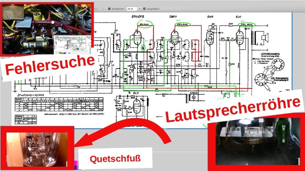 [142] Fehlersuche, Ersatzschaltung Gleichrichterröhre, Innenansicht Röhren, Blaupunkt NU670W Teil8