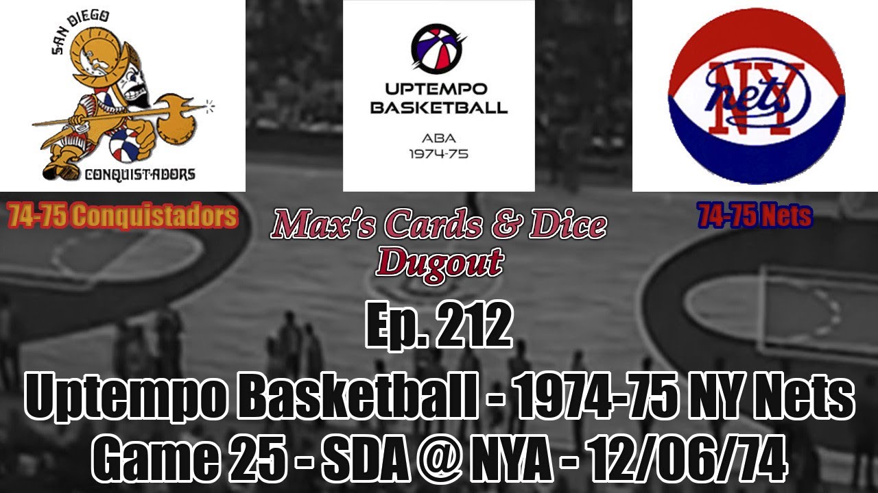 Ep. 212 - Uptempo Basketball 1974-75 NY Nets Project Game 25 - Conquistadors @ Nets - 12/06/74