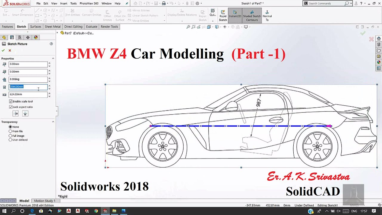 BMW Z4 Car Modelling in Solidworks (Part-1) | Car design |