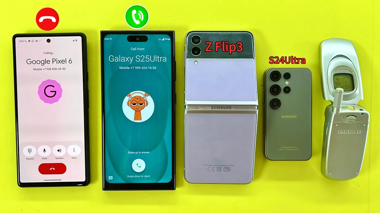 Incoming Call on Samsung Galaxy S25/24Ultra, Samsung Z Flip3 & Samsung A800/ Google Pixel 6 Calling 
