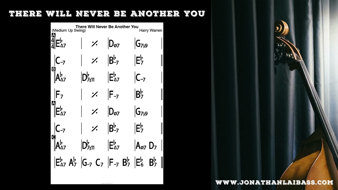 There Will Never Be Another You -  Bass Backing Track (No Bass) - Eb Key - Jazz Standards