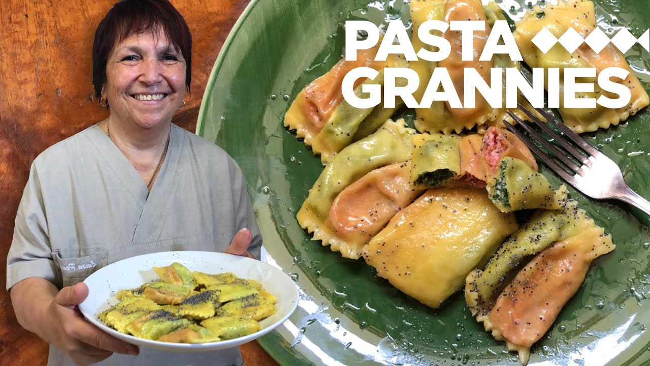 Luisa makes double ravioli with spinach and beetroot fillings! | Pasta Grannies