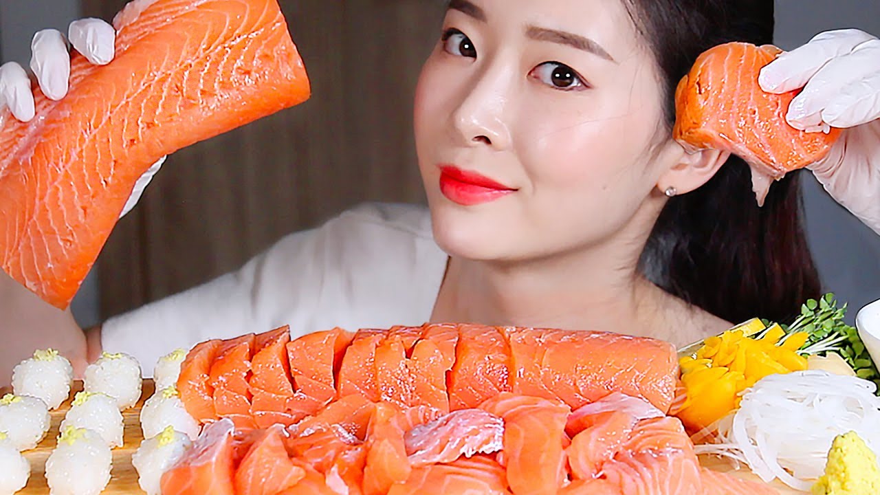 Лосось Суши Сашими ASMR Mukbang Eating Show
