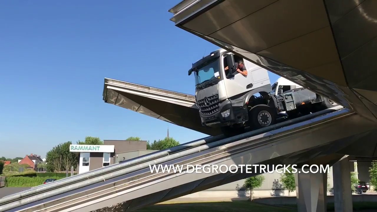 When good brakes are a necessity! Truck fountain @ Degroote Trucks BELGIUM