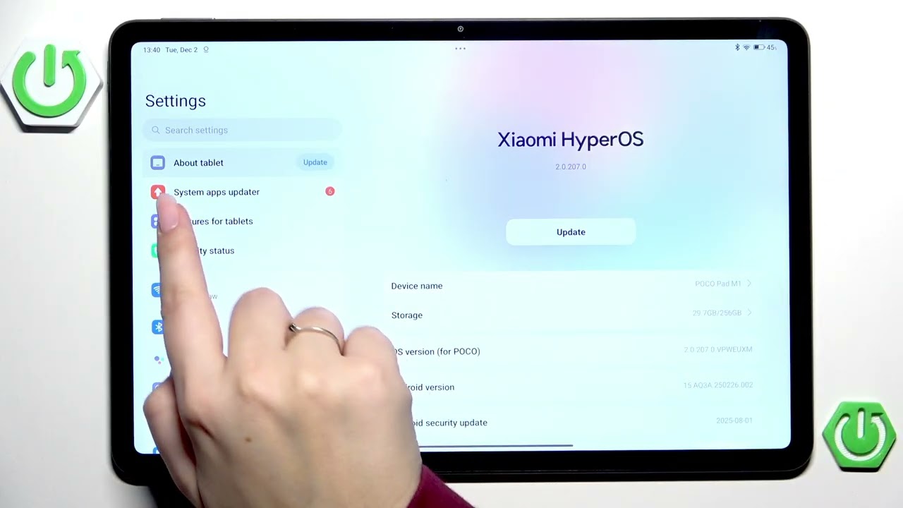POCO Pad M1 &mdash; как проверить наличие обновлений программного обеспечения